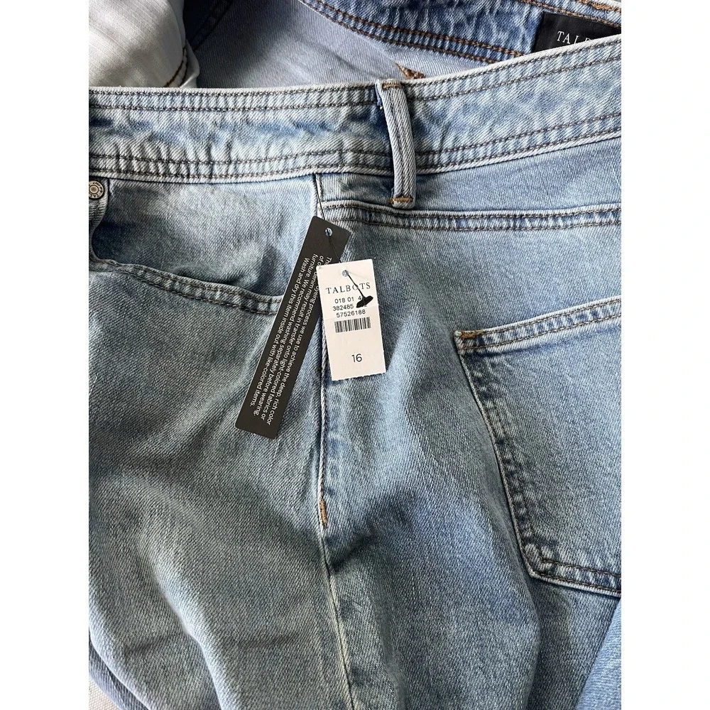 Talbots Women's Drop Hem Denim Midi Skirt Light Blue‎ Wash Size 16 NWT